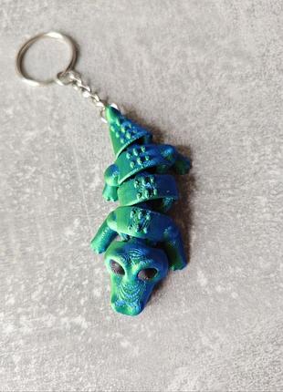Брелок 3d «крокодильчик» (синий-зелёный, подвижный) 7 см