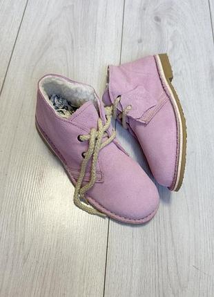 Ботінки замша євро зима взуття з хутром овчинка рожевий колір жіночі