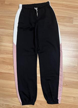 Спортивні штани чорні утеплені з лампасами h&m next
