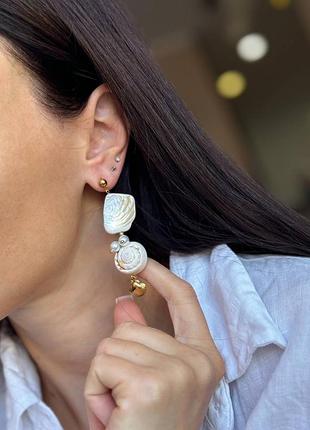 Натуральні сережки мушля