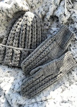 Комплект кашемірові шапка та рукавички
