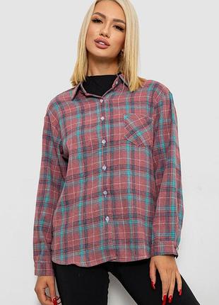 Сорочка жіноча в клітинку колір пудровий туреччина