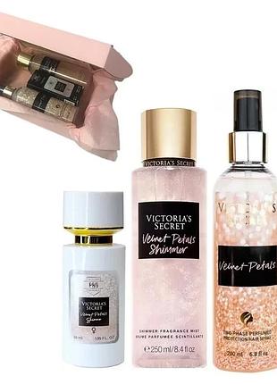 Набір жіночий victoria's secret velvet petals shimmer, 3 одиниці у подарунковій коробці