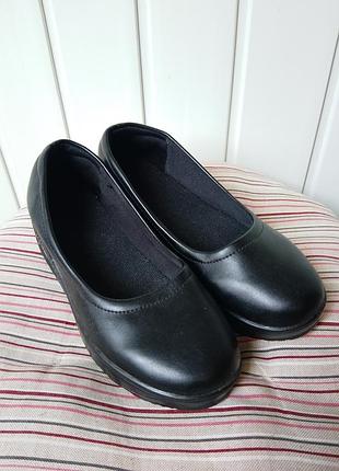 Детские туфли для девочки, р35, 22см, черные, экокожа, туфли, балетки