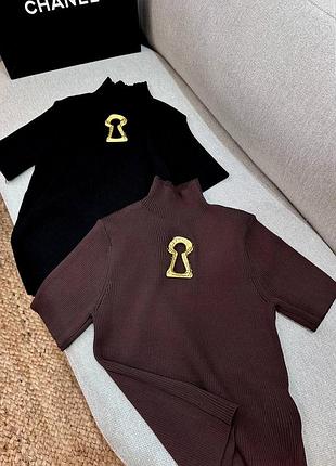 Майка американка з горлом шоколад чорна