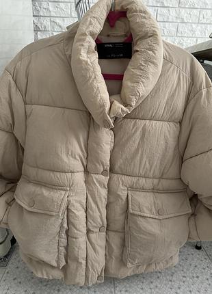 Куртка стьобана жіноча оверсайз молочна зимова sinsay