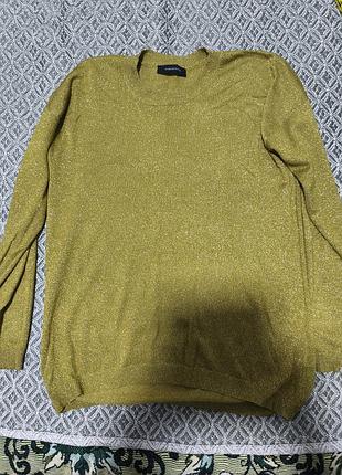 Кофта, цвет горчичный, с люрексом