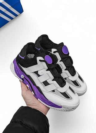 👟 чоловічі кросівки adidas niteball білі з фіолетовим 👟