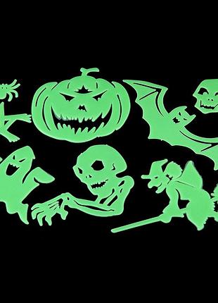 Хелловін декор люмінесцентні фігурки 8 штук салатовий
