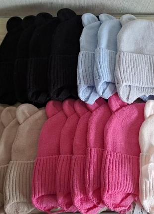 Демісезонні шапочки з вушками 48-50 см