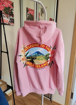 Оверсайз удлиненное розовое худи размер s,m zara
