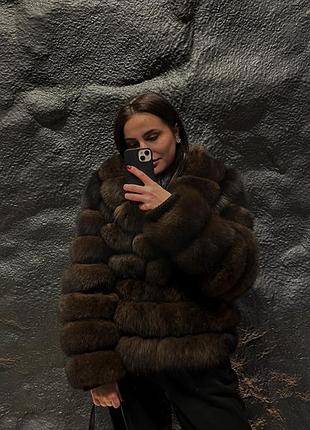 Натуральная шубка из финского песца в трендовом шоколадном цвете