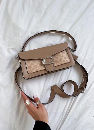 Сумка coach tabby shoulder bag in signature canvas beige