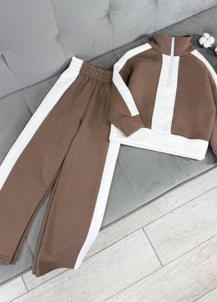 Костюм стильный теплый на флисе на девочку