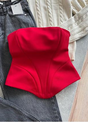 Жіночий червоний топ-корсет бюстьє zara розмір xs