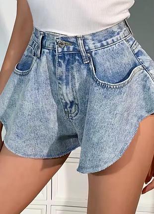 Стильні міді джинсові шорти кльош шорти - спідниця