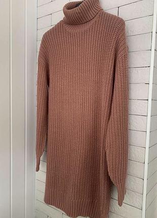 Тепла вʼязана сукня з горлом коричнева пряма стильна та зручна