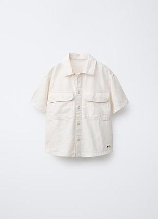 Zara kids | сорочка з лляної суміші з кишенями — екрю розмір 86