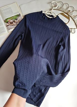 Holly &amp; whyte р м эластический кружевной ажурный свитер синий