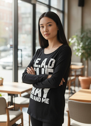 Gina tricot удлиненная футболка с длинными рукавами из органического хлопка черного цвета размер м