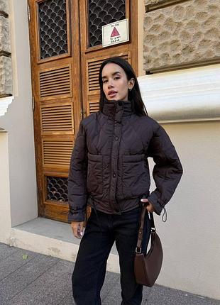Женская осенняя стеганая куртка оверсайз наполнитель силикон 150