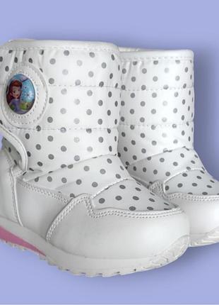 Детские белые зимние дутики термо ботинки для девочки белые