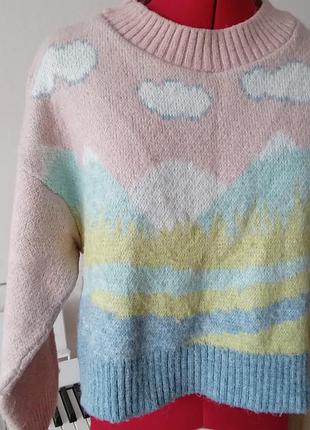 Укороченный свитер с рисунком