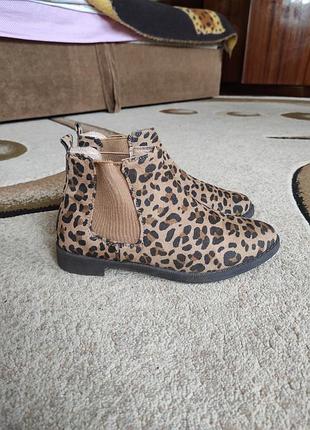Леопардовые челси ботинки