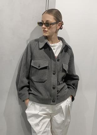 🇯🇵 вовняний оверсайз преміум жакет uniqlo, сірий валяний жакет