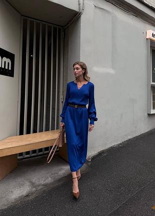 ❗️ 6 кольорів ❗️ жіноча вʼязана сукня бавовна кашемір бежева синя зелена пудрова чорна салатова плаття осінь весна зима