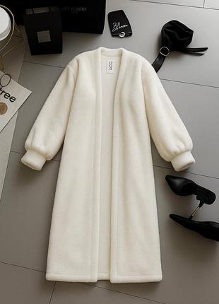 Трендовый кардиган двусторонняя махра черный белый мокко