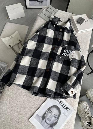 Женская кшемировая рубашка в клетку свободного кроя