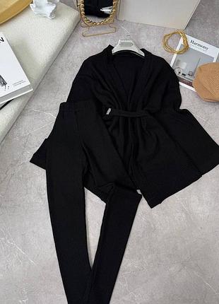 Жіночий повсякденний класичний костюм двійка кардиган та еластичні легінси тканина мʼяка ангора вʼязка туреччина