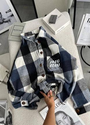 Женская кашемировая рубашка в клетку свободного кроя