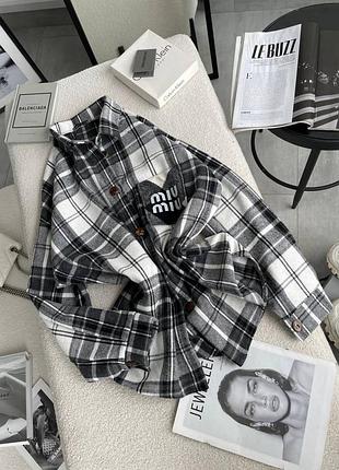 Женская кашемировая рубашка в клетку свободного кроя