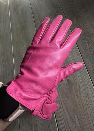 Шкіряні рожеві перчатки primark