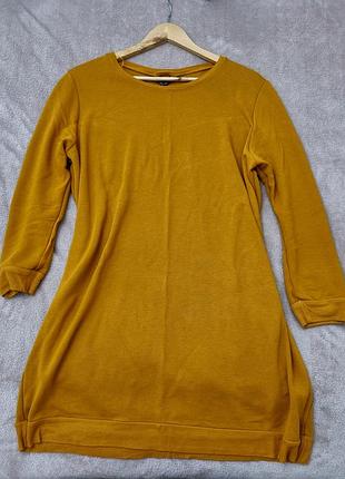 Платье горчичного цвета а-силуэта