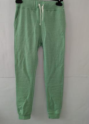 Спортивные штаны для девочки pull &amp; bear zara, 11,12,152,зеленые,хлопок,вышитые, трехнетка,петля,джоггеры,брюки,манжет,пулендбор,джоггеры,на завязках