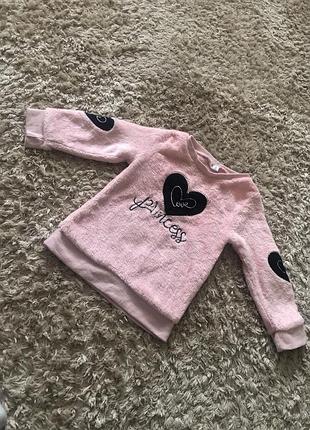 Теплий плюшевий светрик з принтом на 18-24 місяці