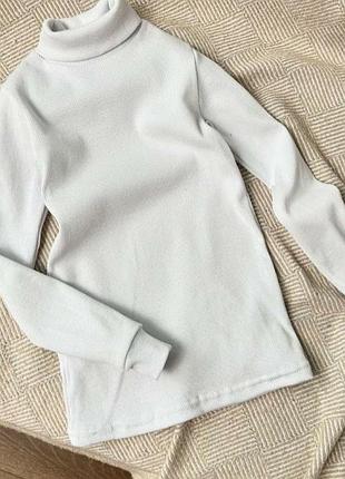 Белая водолазка рубчик, белый гольф рубчик, водолазка рубчик