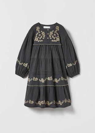 Платье - вышиванка zara зара на рост 150-160