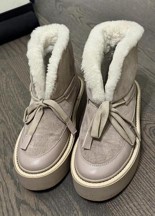 Шкіряні жіночі уггі , натуральна овчина