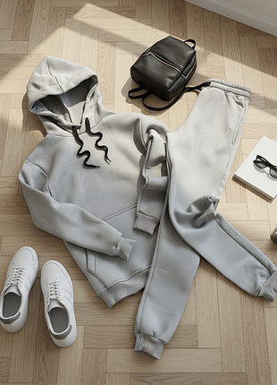 Теплый базовый костюм премиум качества худи и штаны спортивный повседневный удобный качественный комплект кофта с капюшоном джоггеры унисекс парные женский чел