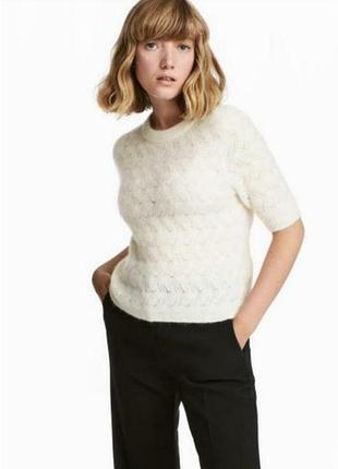 Ажурний джемпер з короткими рукавами h&m молочного кольору