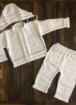 Комплект вязаный для новорожденного, хлопок