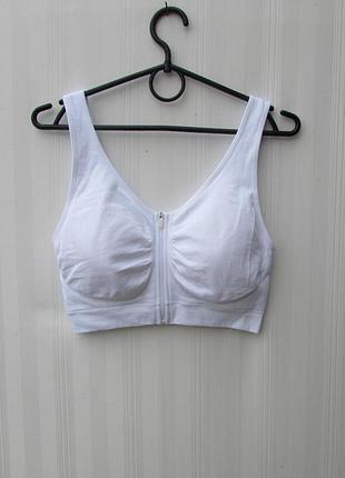 Белый бесшовный бюстгальтер бра топ на молнии