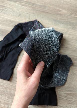 Капроновые колготки для девочки на 7-8 лет, колготки с люрексовой нитью