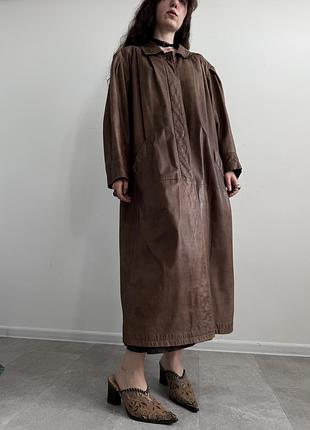 Шкіряний вінтажний плащ