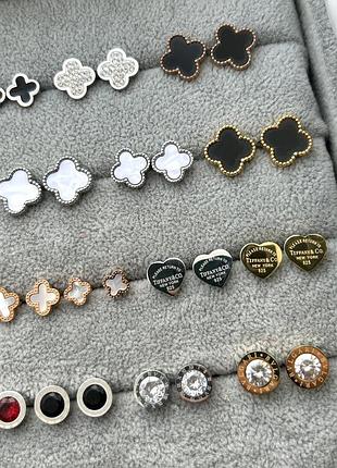 За 1 пару., серьги гвоздики, сережки гвоздіки, медсталь, трендові, хіт, булгари, тиффани, с камнем, крестики, ванклиф