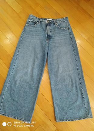 Широкие укороченные джинсы zara